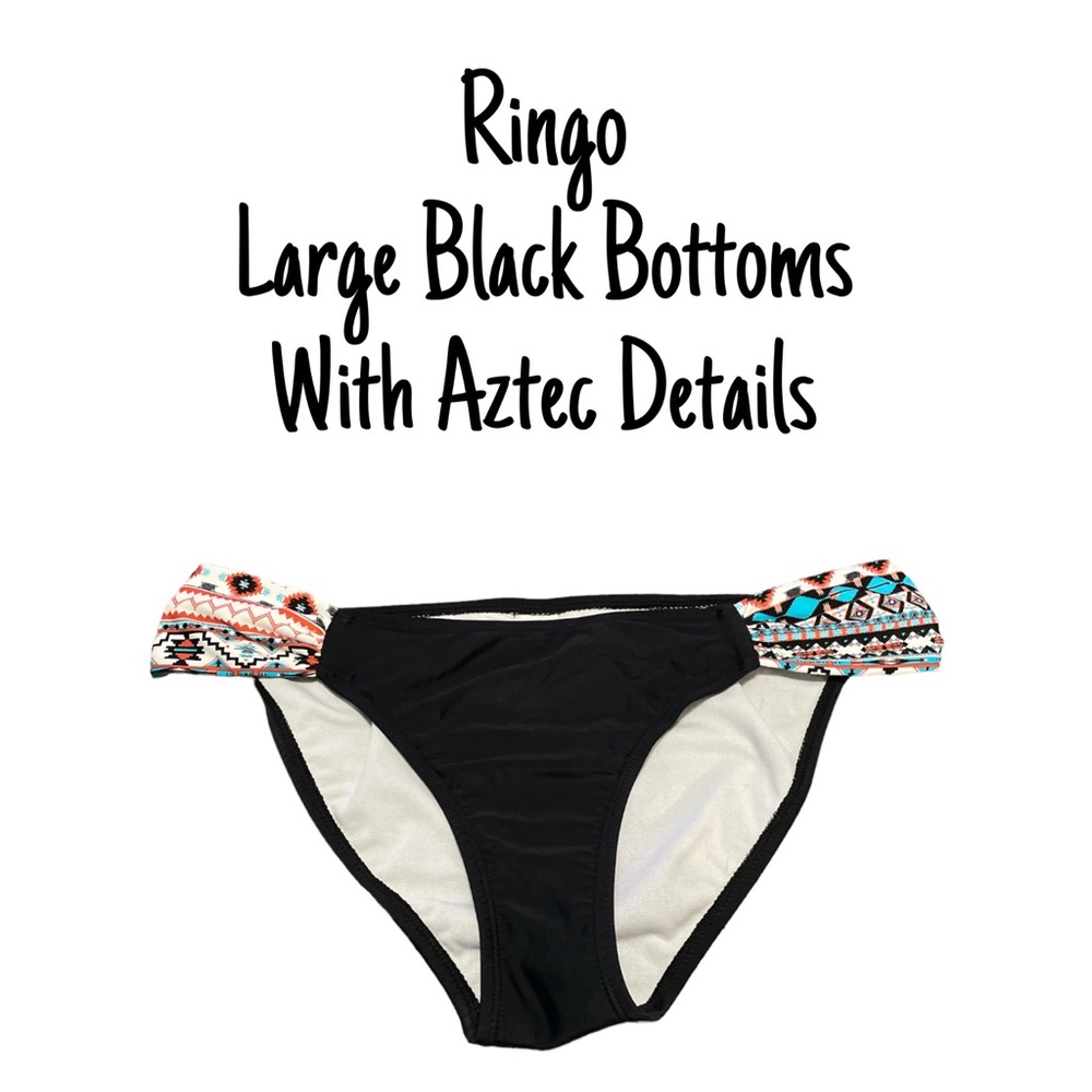 EUC Ringo Large Black Bikini Bottoms With Aztec Fabric Details